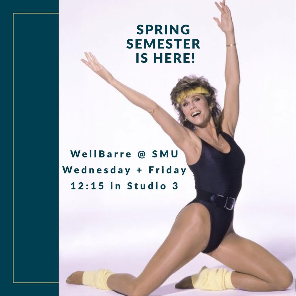 Come join us! ✨🌈⠀
⠀
#intothewell #wellbarre #barre #movement #dance #smudedmancenter #smu #wellness #health #liveauthentic #loveyourself #ballet #barreabove #barreclass #empowerment #empoweryourself #smufitness #smugx
